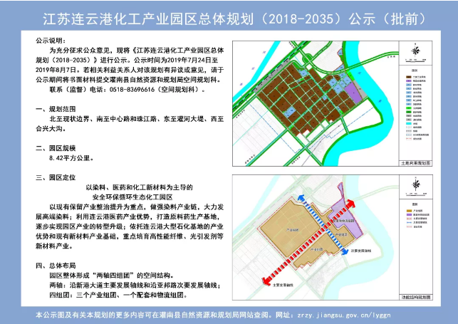 现将《江苏连云港化工产业园区总体规划(2018-2035)》进行公示,公示